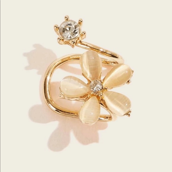 Flower + Rhinestone Ear Cuff - Picture 3 of 4